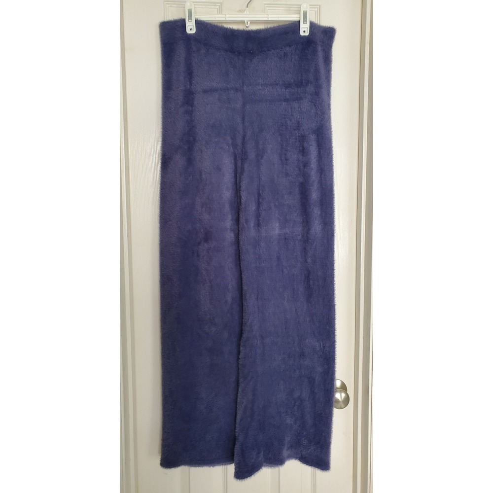 Aerie Lounge Pants Blue Fuzzy Eyelash Knit Wide Leg Cloud Sleepwear Stretchy XL